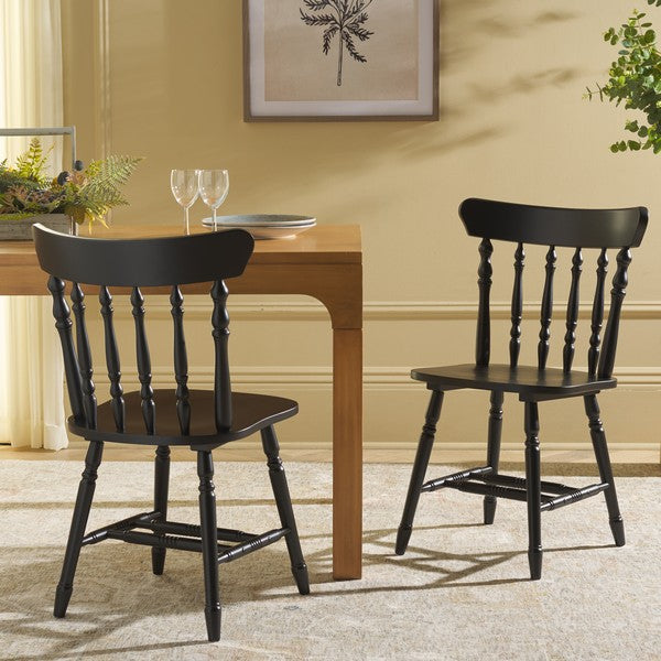 Coralyn Spindle Back Dining Chairs in Matte Black (Set of 2)