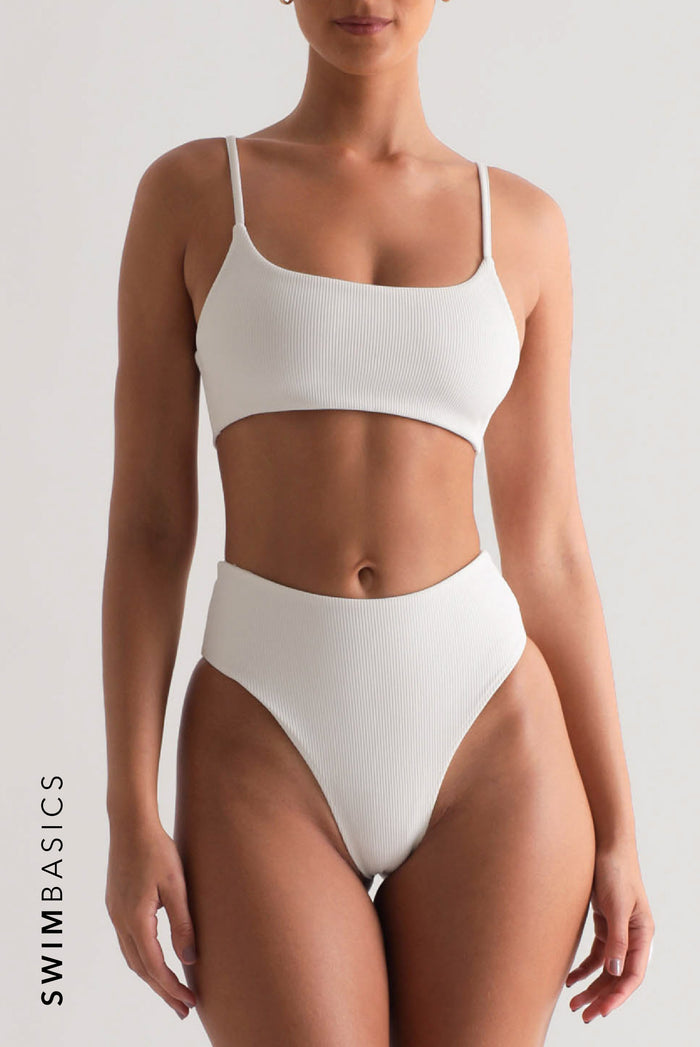Core Textured Bikini Bottoms - White
