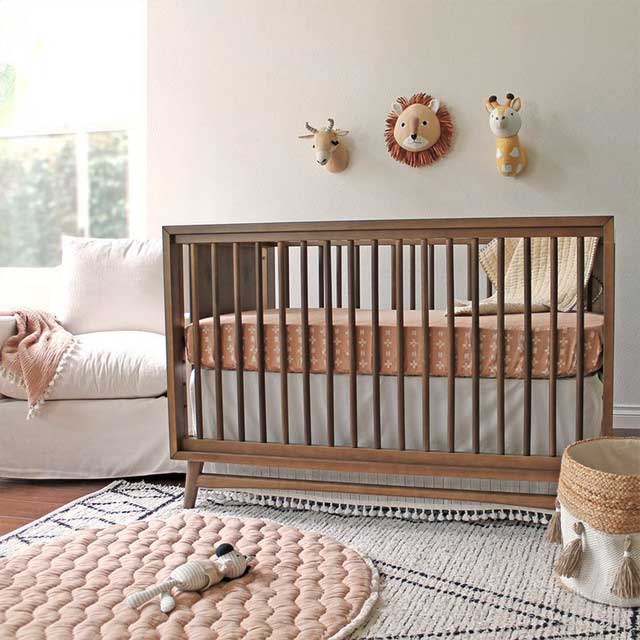 Crane Baby Cotton Fitted Crib Sheet – Copper Dash | Koop.co.nz