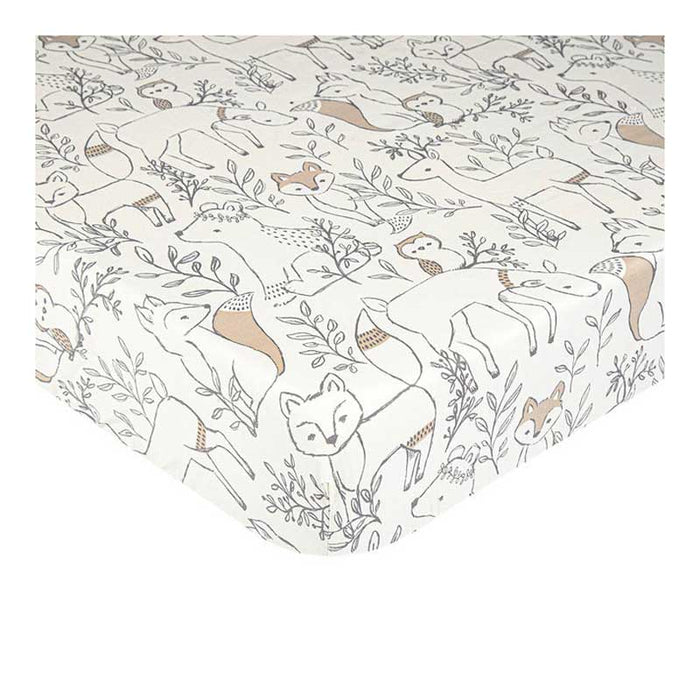 Crane Baby Cotton Fitted Crib Sheet – Ezra Woodland | Koop.co.nz