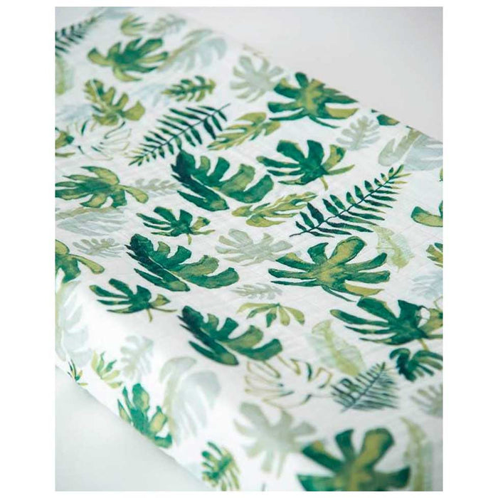 Little Unicorn Cotton Muslin Changing Pad Cover - Tropical Leaf | Koop.co.nz