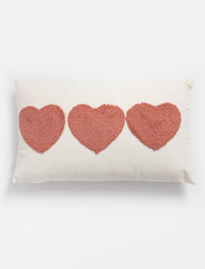 Coussin lombaire touffeté à 3 cœurs
