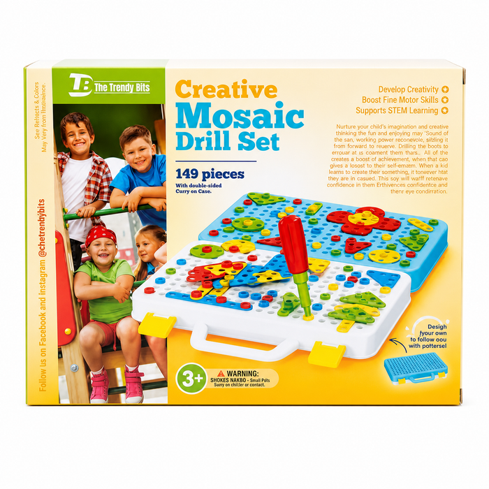 Creative Mosaic Drill Set – 149 Piece STEM Toy (Ages 3+)