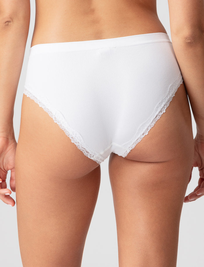 Culotte bikini côtelée à dentelle