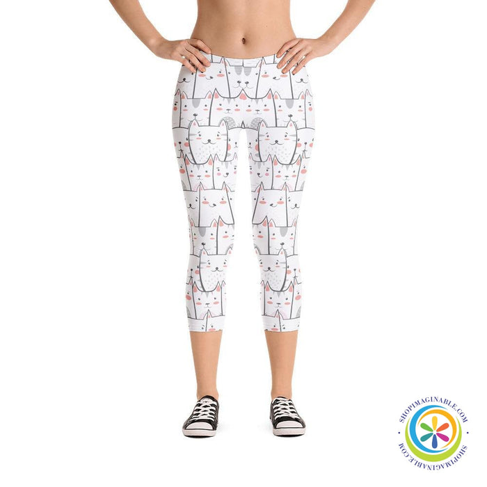 Cute Peek A Boo Cats Capri Leggings-ShopImaginable.com