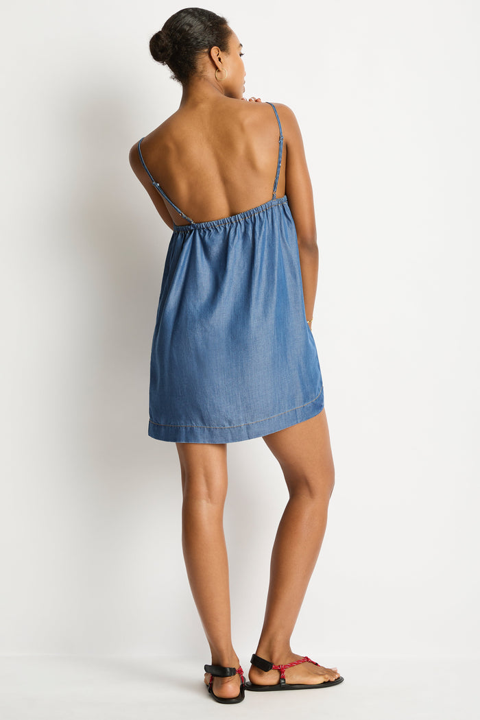 Denim Surf Shift Short Dress in  | Sea Level Australia