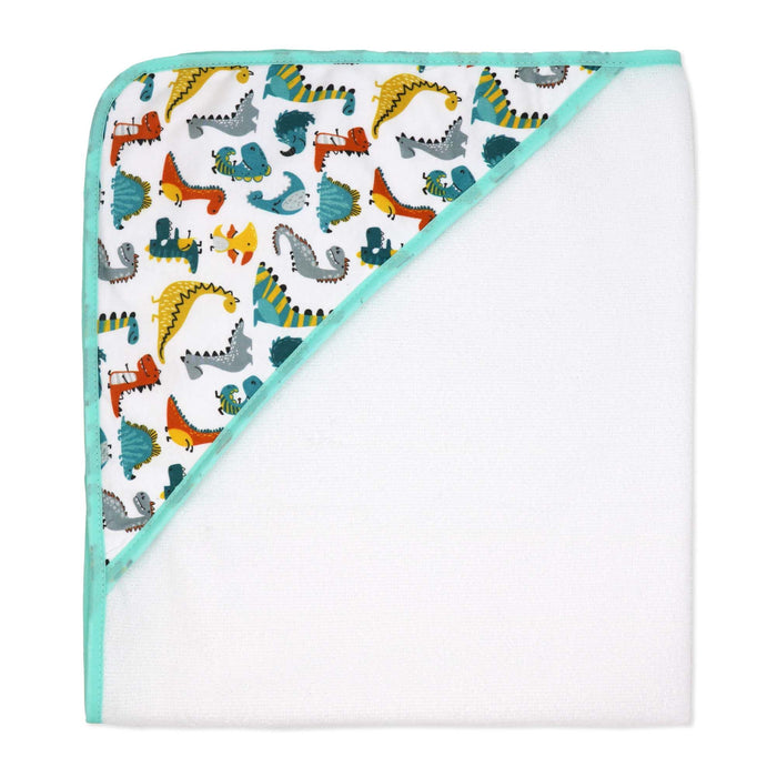 Dinosaur Baby Bath Set – 100% Polyester Hooded Towel, Washcloths & BPA-Free Bath Toys