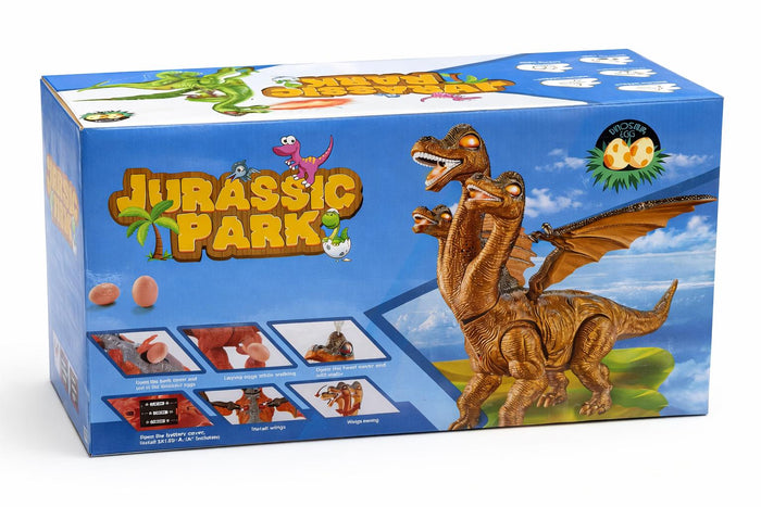 Dinosaur Toy – 3‑Headed Dragon with Eggs, Lights & Sound (Ages 3+)