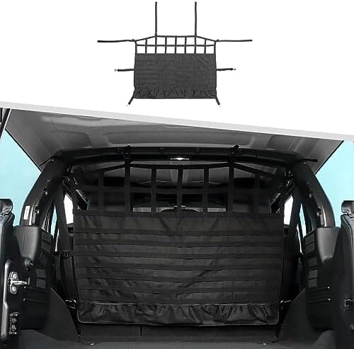 Dog Pet Barrier Back Seat Cargo Net Trunk Organizer with Storage Pockets & Molle System Travel Pet Clever
