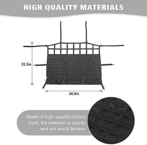 Dog Pet Barrier Back Seat Cargo Net Trunk Organizer with Storage Pockets & Molle System Travel Pet Clever
