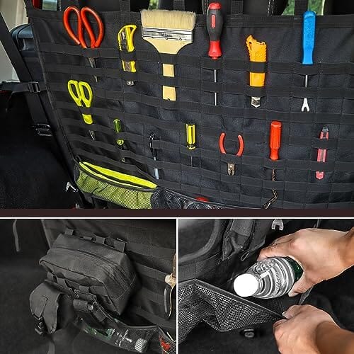 Dog Pet Barrier Back Seat Cargo Net Trunk Organizer with Storage Pockets & Molle System Travel Pet Clever