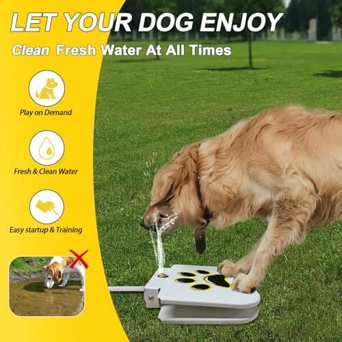 Dog Sprinkler Drinking Water Dispenser with Stainless Steel Braided Hose Dog Bowls & Feeders Pet Clever