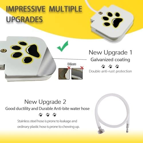 Dog Sprinkler Drinking Water Dispenser with Stainless Steel Braided Hose Dog Bowls & Feeders Pet Clever
