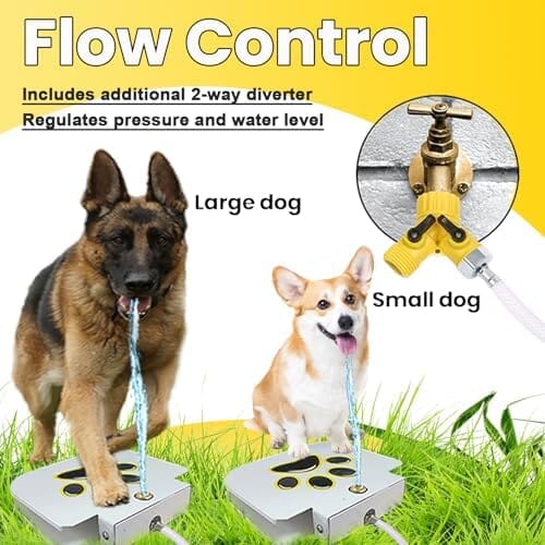 Dog Sprinkler Drinking Water Dispenser with Stainless Steel Braided Hose Dog Bowls & Feeders Pet Clever