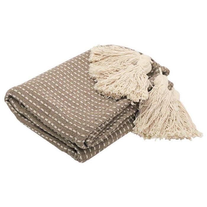 Stoneleigh & Roberson Dotty Brown Cotton Throw | Koop.co.nz