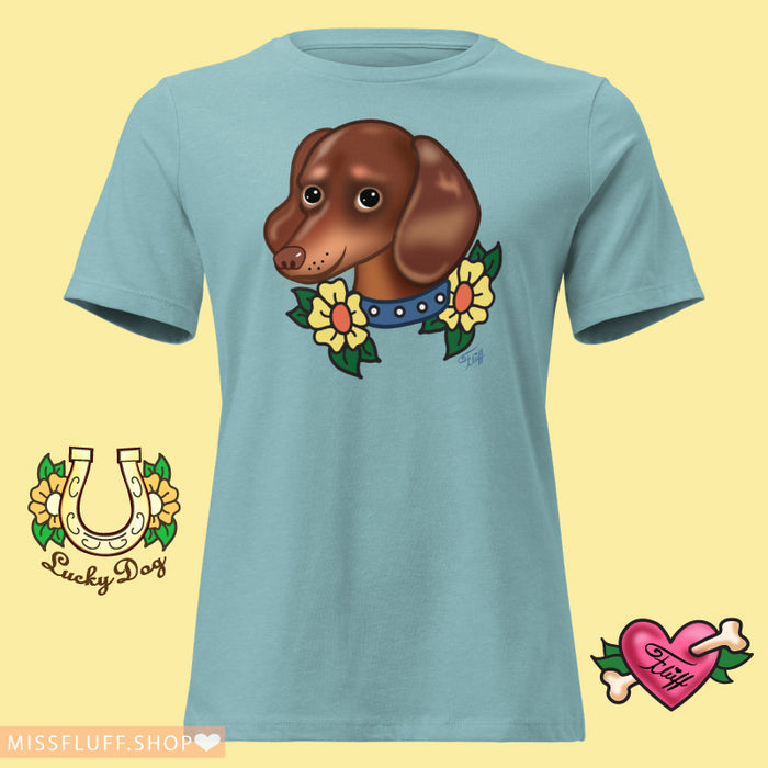 Doxie Chocolate • Women's Relaxed T-Shirt