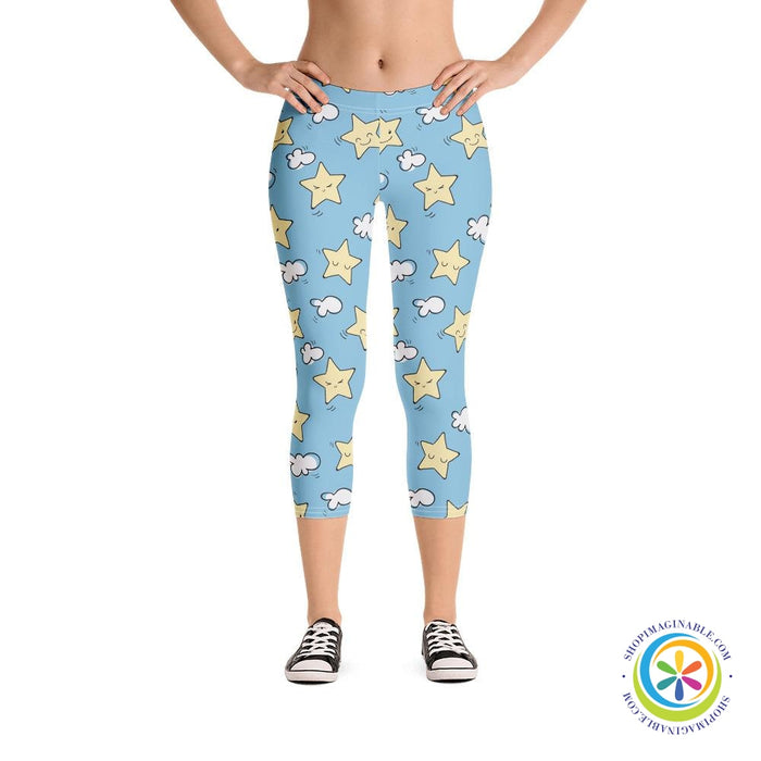 Dreamy Cloud & Stars Capri Leggings-ShopImaginable.com