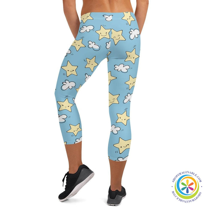 Dreamy Cloud & Stars Capri Leggings-ShopImaginable.com