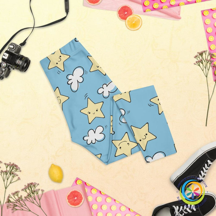 Dreamy Cloud & Stars Capri Leggings-ShopImaginable.com