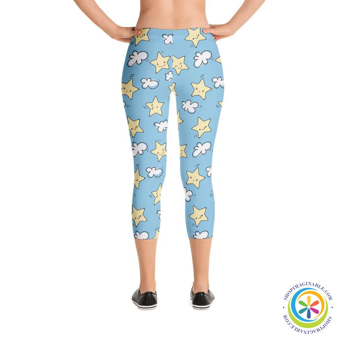 Dreamy Cloud & Stars Capri Leggings-ShopImaginable.com