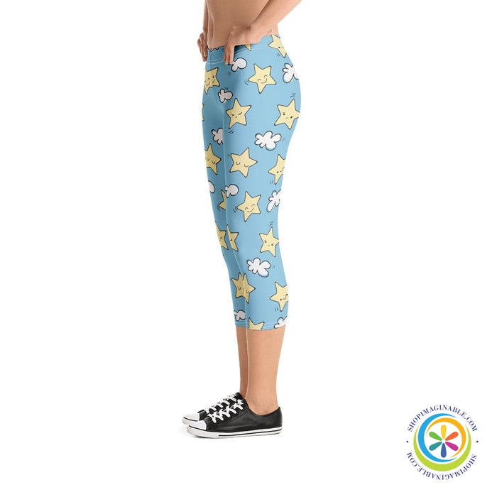 Dreamy Cloud & Stars Capri Leggings-ShopImaginable.com