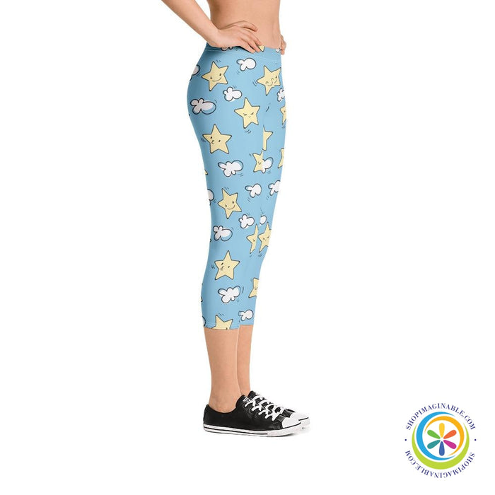 Dreamy Cloud & Stars Capri Leggings-ShopImaginable.com
