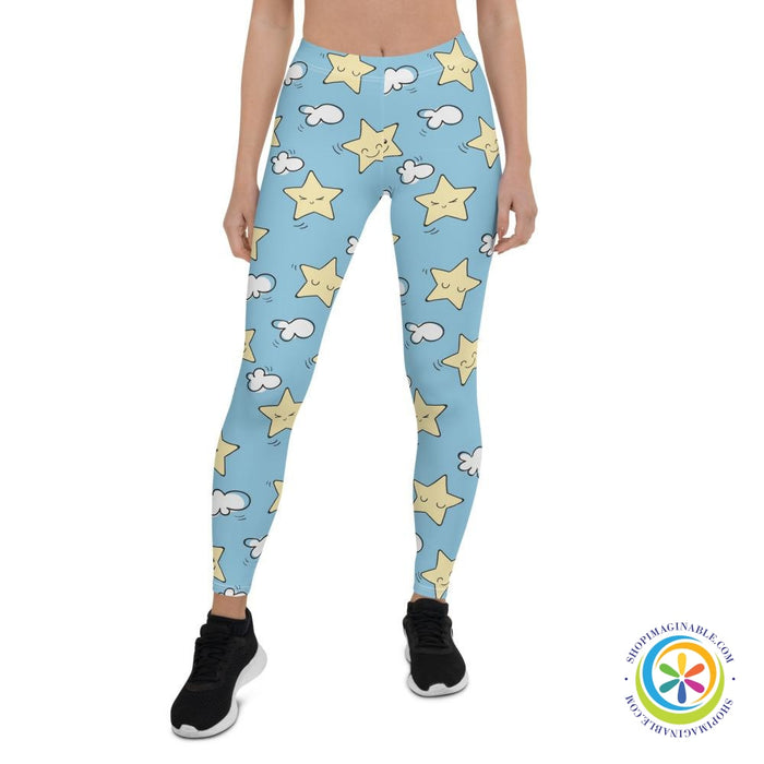 Dreamy Cloud & Stars Leggings-ShopImaginable.com