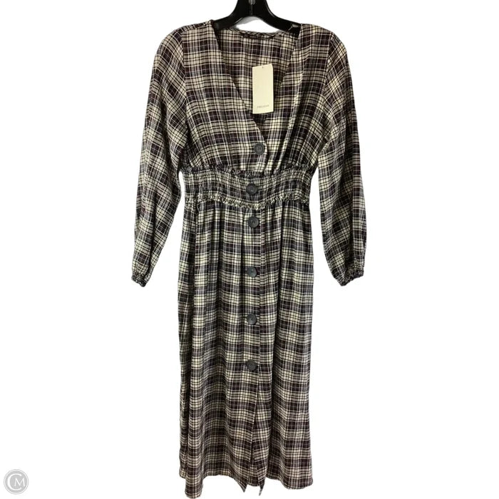 Dress Casual Midi By Zara In Plaid Pattern, Size: S