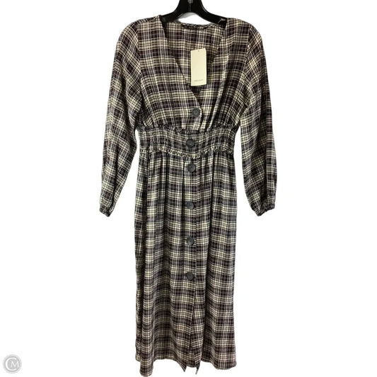 Dress Casual Midi By Zara In Plaid Pattern, Size: S
