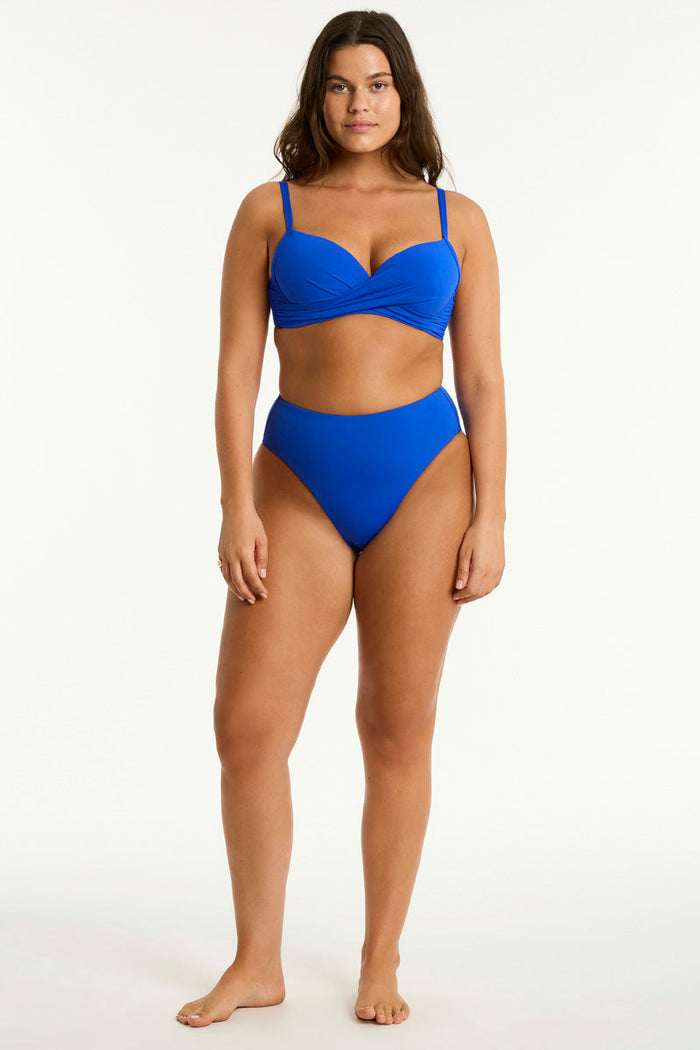 Eco Essentials Cross Front Moulded Cup Bra in  | Sea Level Australia