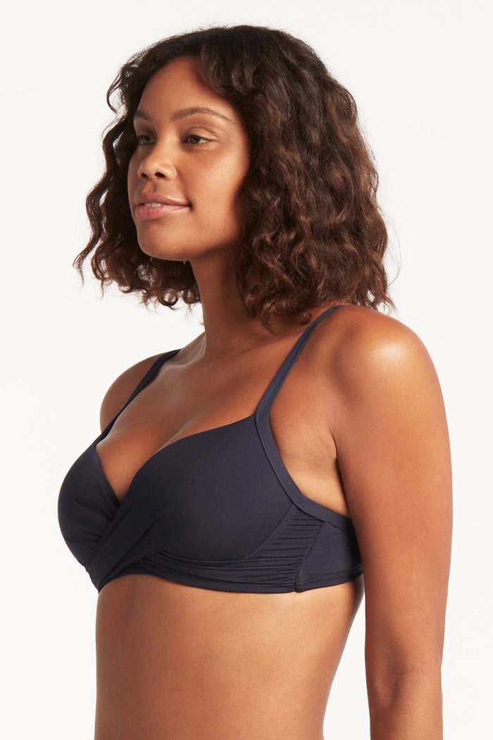 Eco Essentials Cross Front Moulded Cup Underwire Bra - Eco Essentials Night Sky - Sea Level Australia