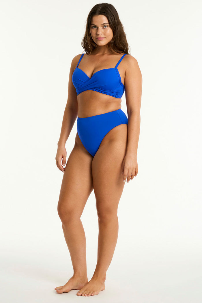 Eco Essentials Cross Front Moulded Cup Bra in  | Sea Level Australia