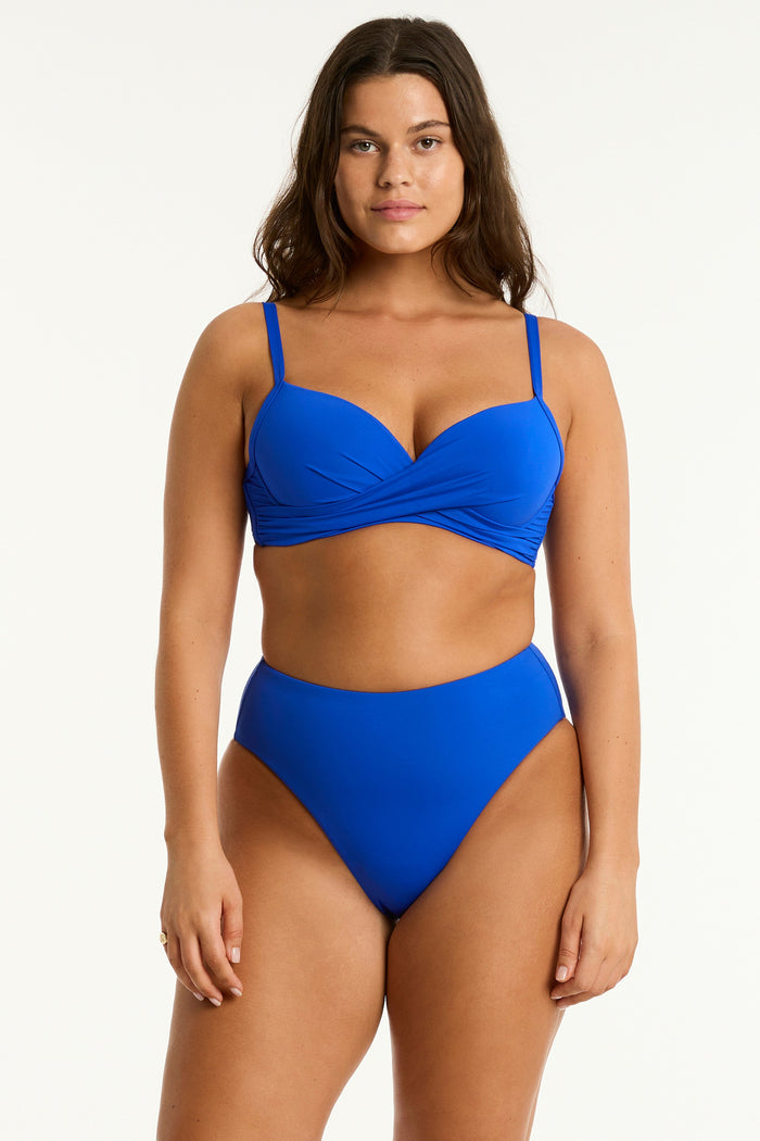 Eco Essentials Cross Front Moulded Cup Bra in  | Sea Level Australia