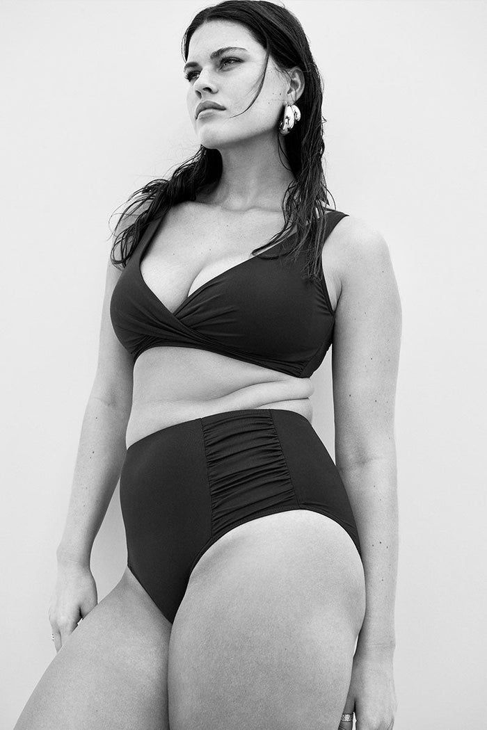 Eco Essentials High Waist Gathered Side Pant in Eco Essentials Black | Sea Level Australia