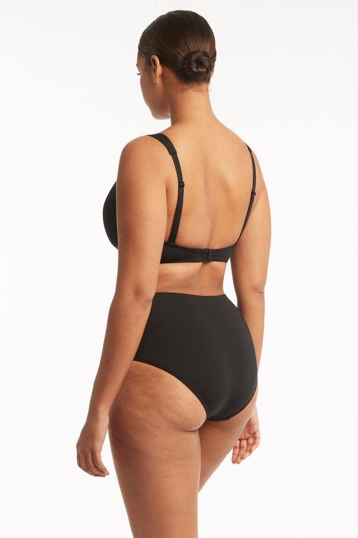 Eco Essentials Gathered Side High Waist Pant - Eco Essentials Black - Sea Level Australia
