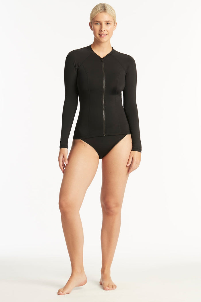 Eco Essentials Long Sleeve Rash Vest - Eco Essentials Black - Sea Level Australia