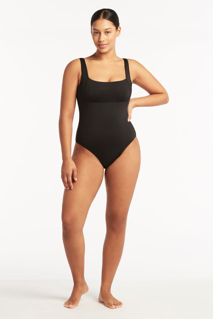 Eco Essentials Square Neck One Piece - Eco Essentials Black - Sea Level Australia