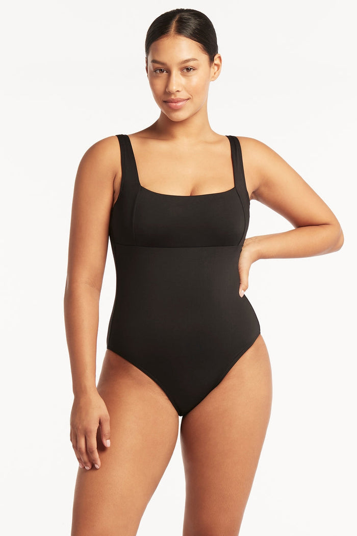 Eco Essentials Square Neck One Piece - Eco Essentials Black - Sea Level Australia
