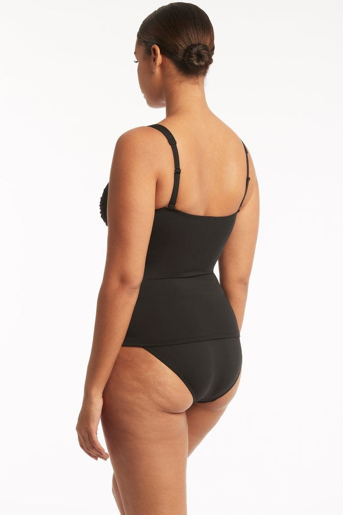 Eco Essentials Twist Front Singlet - Eco Essentials Black - Sea Level Australia