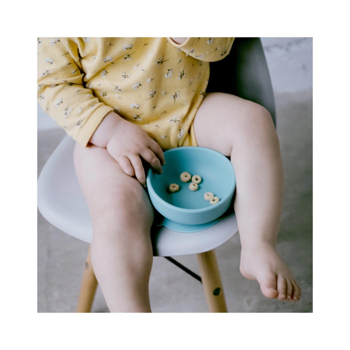 Ekobo Silicone Suction Bowl Set - Blue Abyss / Lagoon - in use
