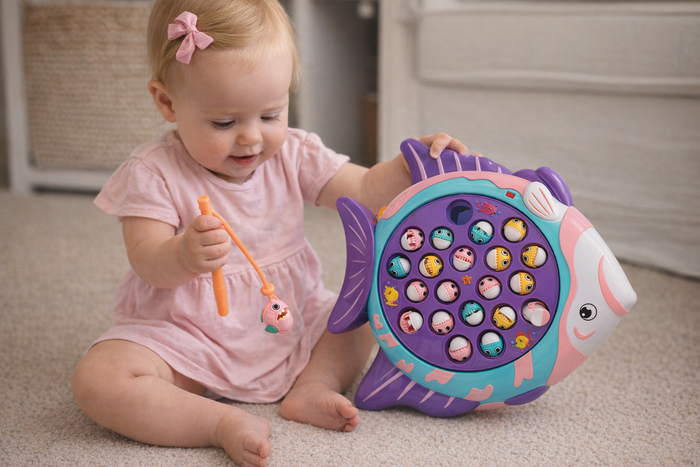 Electric Fishing Game Toy – Rotating Fish & Rods Set 3+(Ages)
