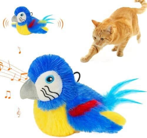 Electric Simulated Chirping Bird Interactive Cat Toy with Flappy Wings Cat Toys Pet Clever
