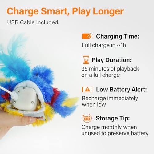 Electric Simulated Chirping Bird Interactive Cat Toy with Flappy Wings Cat Toys Pet Clever