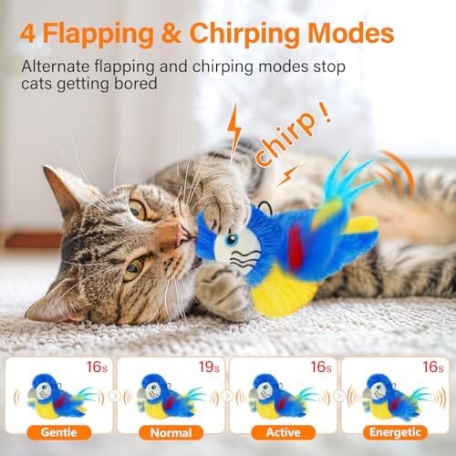 Electric Simulated Chirping Bird Interactive Cat Toy with Flappy Wings Cat Toys Pet Clever