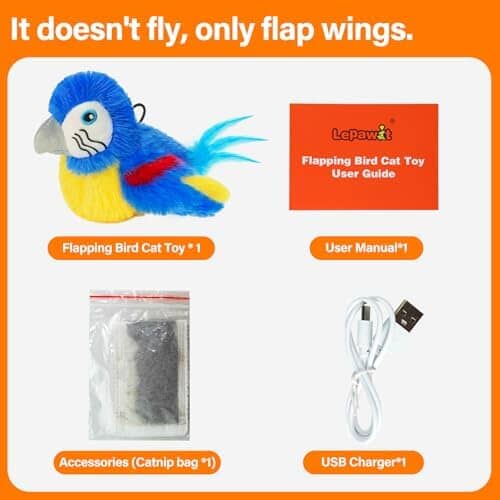 Electric Simulated Chirping Bird Interactive Cat Toy with Flappy Wings Cat Toys Pet Clever
