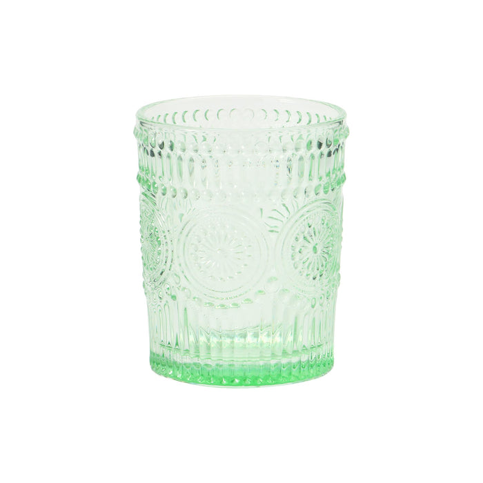 Embossed Double Old Fashioned Glasses - Green