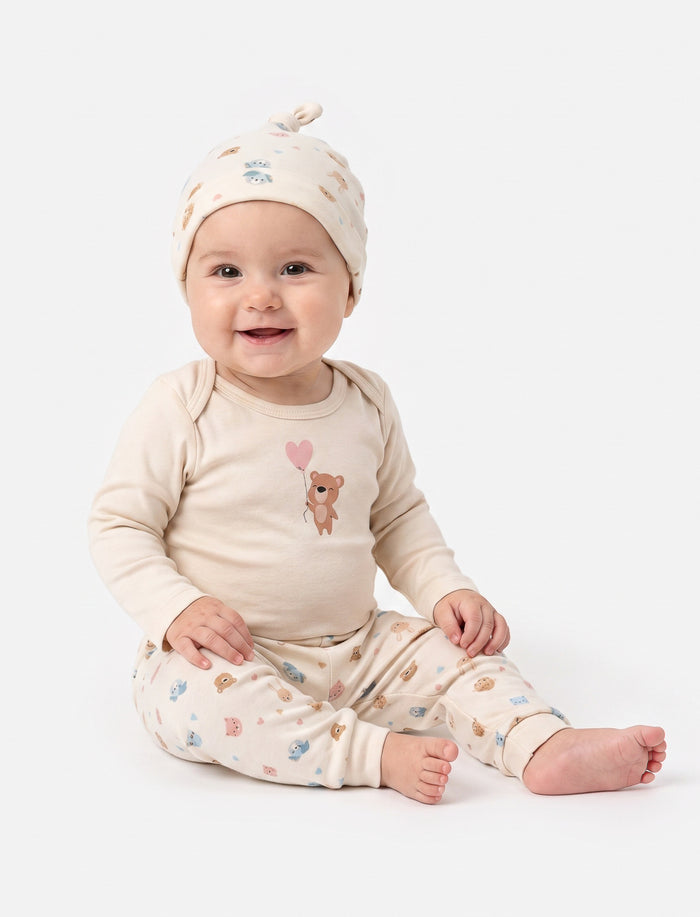 Ensemble 2 pièces avec accessoire en tricot imprimé à l’avant pour bébé fille