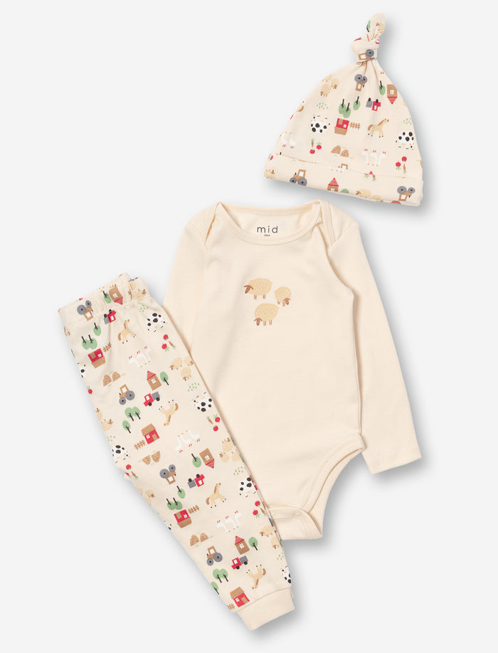 Ensemble 2 pièces avec chapeau en tricot imprimé pour bébé garçon