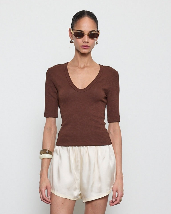 Enza Costa Textured Rib 1/2 Sleeve U