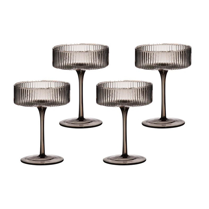 Ladelle Erskine Champagne Glass Set - Espresso (4pc) | Koop.co.nz